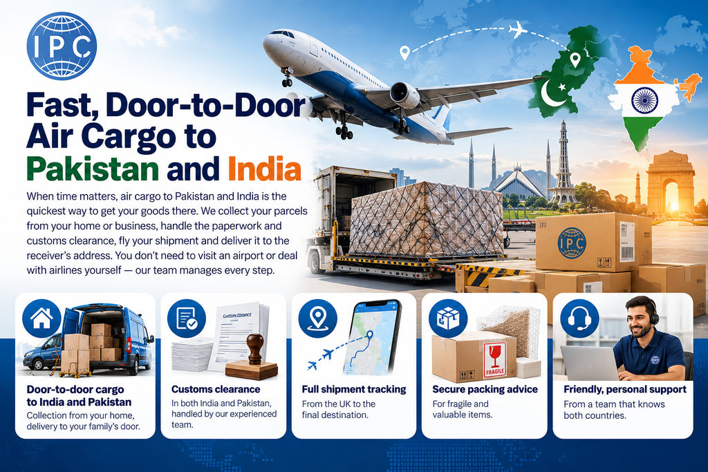 Air cargo to Pakistan and India from UK – door-to-door service by Indo Pak Cargo Services