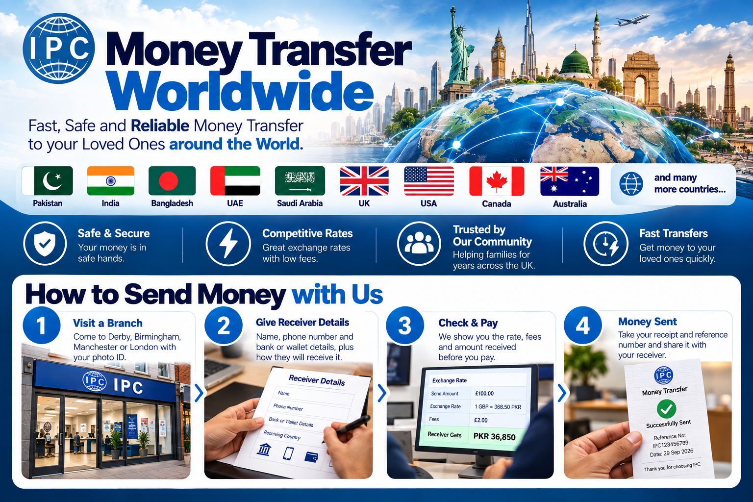 Send money to Pakistan and India and worldwide from the UK – Indo Pak Cargo Services money transfer