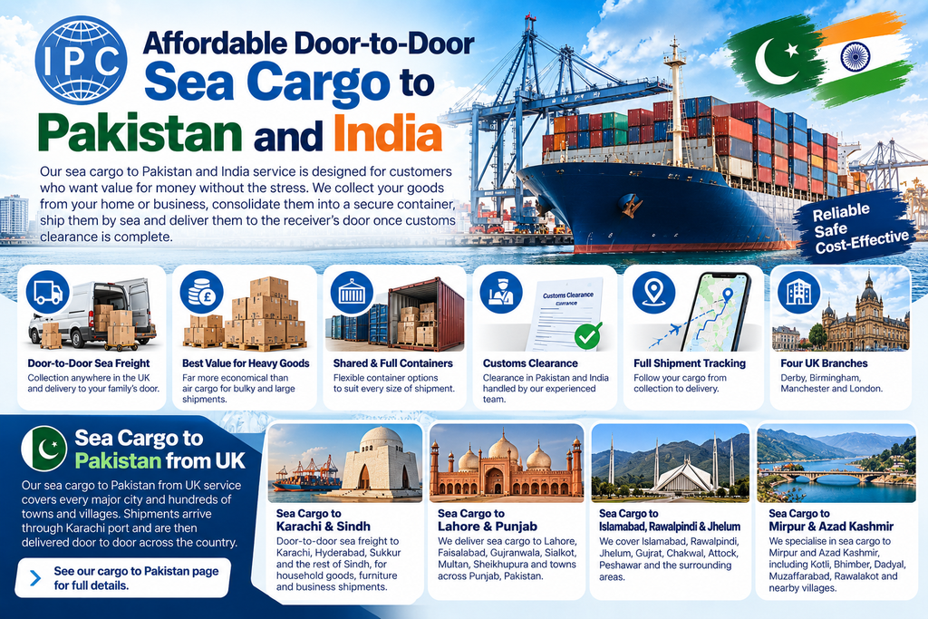 Affordable door-to-door sea cargo to Pakistan and India from UK – Indo Pak Cargo Services